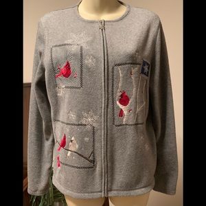 Like new. Fleece Jacket for women. Gray fleece with zip up front.